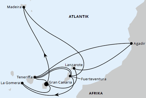 Gro&szlig;e Kanaren-Reise mit Madeira & Marokko, AIDAblu am 08.11.2026