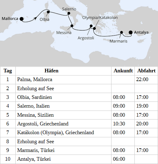 Italien, Griechenland & T&uuml;rkei ab Mallorca, AIDAblu vom 03.04.2028 bis 12.04.2028