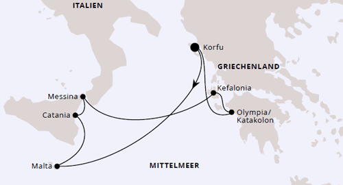 Mittelmeerinseln ab Korfu, AIDAblu von Mai bis Oktober 2026 für 7 Tage, AIDA
