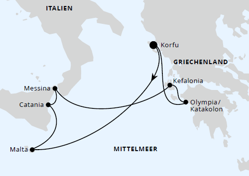 Mittelmeerinseln ab Korfu, AIDAblu von Mai bis Oktober 2027