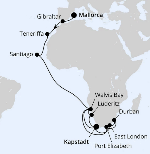 Von Mallorca &uuml;ber Namibia nach Kapstadt 2, AIDAblu vom 04.11.2027 bis 08.12.2027