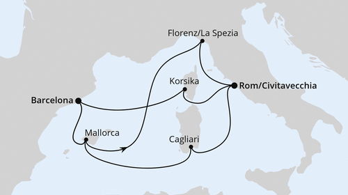 Spanien, Frankreich & Italien ab Barcelona 2, AIDAcosma vom 16.08.2024 bis 27.08.2024