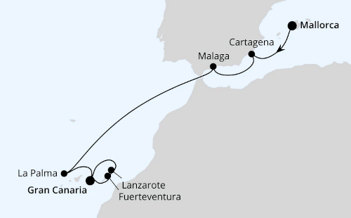 Andalusien & Kanaren ab Mallorca 2, AIDAcosma vom 03.12.2026 bis 12.12.2026