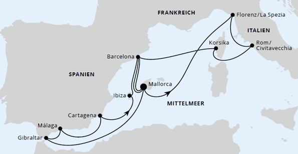 Gro&szlig;e Mittelmeer-Reise mit Sonnenfinsternis 1, AIDAcosma vom 24.07.2027 bis 07.08.2027