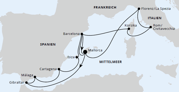 Große Mittelmeer-Reise mit Sonnenfinsternis 2, AIDAcosma vom 31.07.2027 bis 14.08.2027