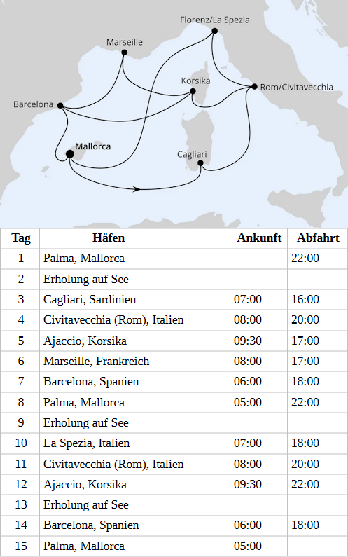 Gro&szlig;e Mittelmeer-Reise ab Mallorca 1, AIDAcosma vom 07.10.2028 bis 21.10.2028