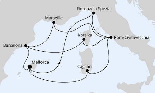 Gro&szlig;e Mittelmeer-Reise ab Mallorca 1, AIDAcosma vom 10.07.2027 bis 24.07.2027