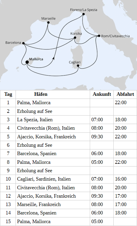 Gro&szlig;e Mittelmeer-Reise ab Mallorca 1, AIDAcosma vom 08.07.2028 bis 22.07.2028