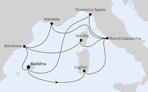 Gro&szlig;e Mittelmeer-Reise ab Mallorca 1, AIDAcosma vom 28.08.2027 bis 11.09.2027