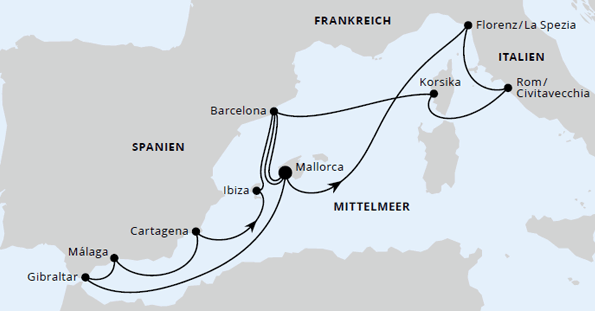 Große Mittelmeer-Reise ab Mallorca 2, AIDAcosma vom 01.05.2027 bis 15.05.2027