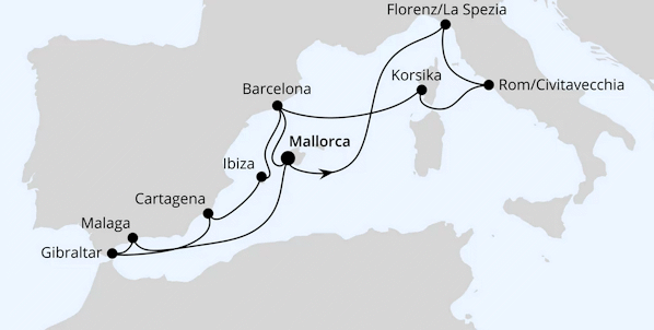Große Mittelmeer-Reise ab Mallorca 2, AIDAcosma vom 11.07.2026 bis 25.07.2026