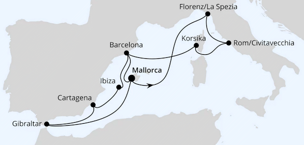 Gro&szlig;e Mittelmeer-Reise ab Mallorca 2, AIDAcosma vom 30.05.2026 bis 13.06.2026