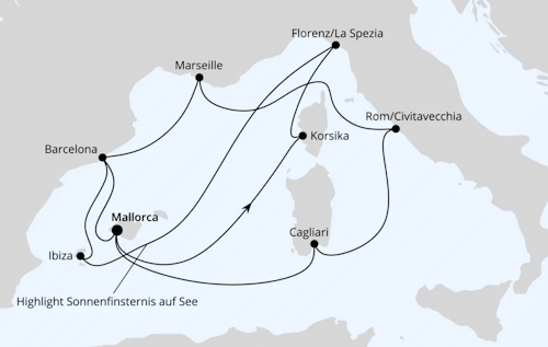 AIDAcosma vom 08.08.2026 bis 22.08.2026, AIDAcosma Gro&szlig;e Mittelmeer-Reise mit Sonnenfinsternis