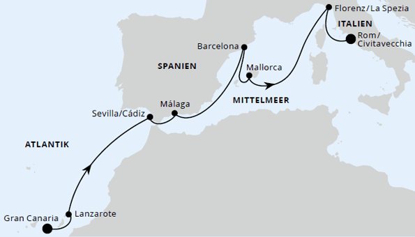 AIDAcosma vom 24.04.2027 bis 04.05.2027, AIDA Kanaren & Andalusien ab Gran Canaria 2