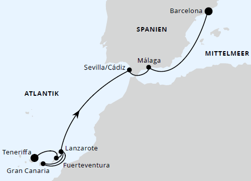 AIDAcosma vom 21.04.2027 bis 30.04.2027, AIDA Kanaren & Andalusien ab Teneriffa 1