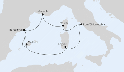 Mediterrane Schätze mit Sardinien ab Barcelona, AIDAcosma von April bis Oktober 2026 für je 7 Tage