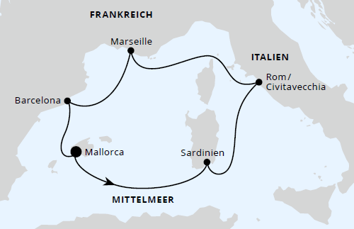 Mediterrane Schätze mit Sardinien ab Mallorca, AIDAcosma von Mai 2027 bis September 2027