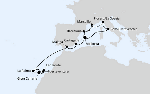 Perlen am Mittelmeer & Kanaren ab Mallorca, AIDAcosma vom 26.11.2026 bis 12.12.2026