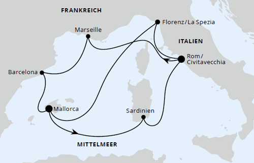 Spanien, Frankreich & Italien ab Mallorca 2, AIDAcosma vom 05.06.2027 bis 15.06.2027