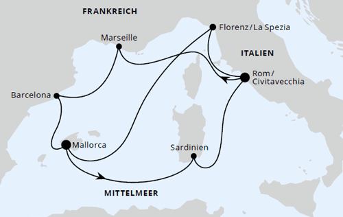 Spanien, Frankreich & Italien ab Mallorca 2, AIDAcosma vom 28.10.2027 bis 07.09.2027