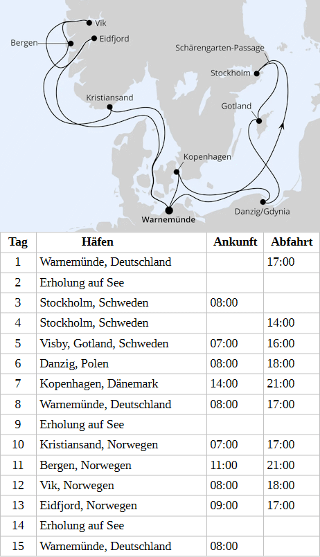 Highlights der Nord- und Ostseek&uuml;ste ab Warnem&uuml;nde, AIDAdiva vom 15.04.2028 bis 29.04.2028
