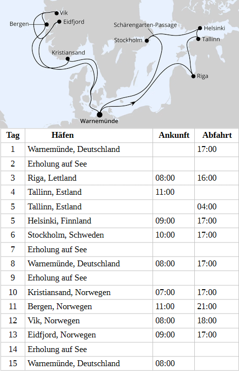 Highlights der Nord- und Ostseek&uuml;ste ab Warnem&uuml;nde 1, AIDAdiva vom 24.06.2028 bis 08.07.2028