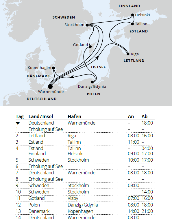 Highlights der Ostseeküste ab Warnemünde, AIDAdiva 12.06.2027