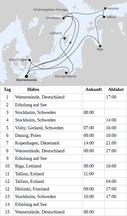 Highlights der Ostseek&uuml;ste, AIDAdiva vom 17.06.2028 bis 01.07.2028