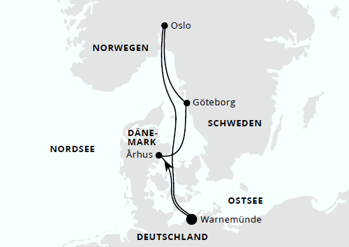 AIDAdiva am 20.03.2027 und 29.03.2027, Kurzreise nach Skandinavien ab Warnem&uuml;nde