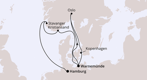 Norwegen & Dänemark von Warnemünde nach Hamburg, AIDAdiva vom 01.11.2025 bis 10.11.2025