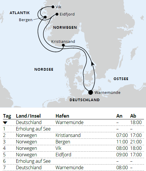 Norwegens Fjorde ab Warnemünde 1, AIDAdiva von April bis Oktober 2027