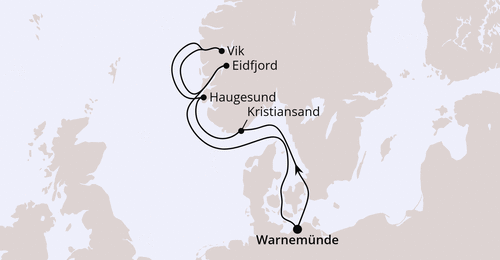 AIDAdiva am 23.05.2026, 04.07.2026, 01.08.2026 & 15.08.2026, AIDA Norwegens Fjorde ab Warnem&uuml;nde mit Haugesund