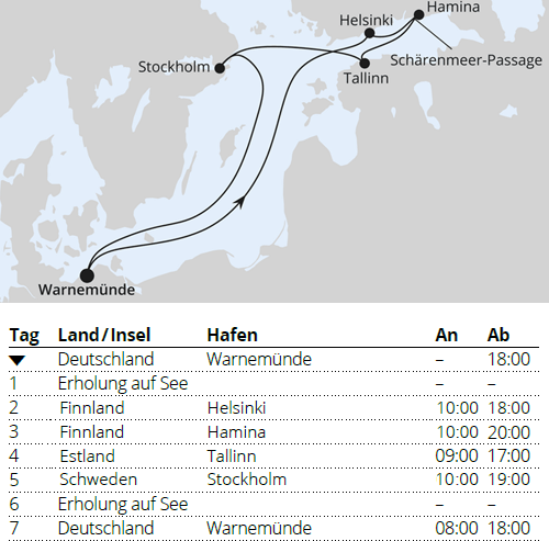 Ostsee ab Warnem&uuml;nde 1 mit Hamina, AIDAdiva am 26.06.2027 & 18.09.2027