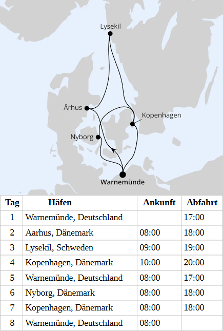 Schweden & D&auml;nemark ab Warnem&uuml;nde 1, AIDAdiva vom 08.04.2028 bis 15.04.2028
