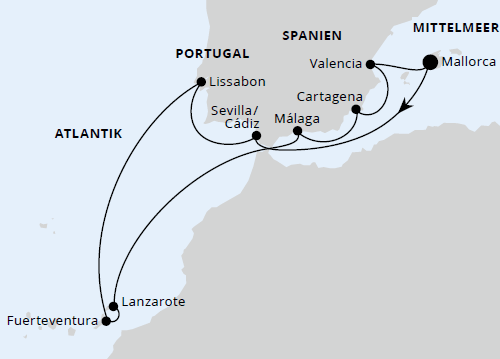 AIDAdiva - Spanien, Portugal & Kanaren am 17.11.2024, 08.12.2024, 19.01.2025 & 09.02.2025 AIDA