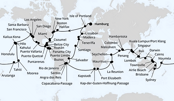 AIDA Weltreise 2027 mit AIDAdiva