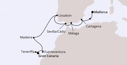 AIDAluna am 05.01.2026 bis 18.01.2026
<br>AIDA - Andalusien, Portugal & Kanaren ab Mallorca