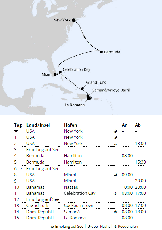 AIDAluna vom 06.11.2027 bis 20.11.2027, Bermuda, Florida & Bahamas ab New York