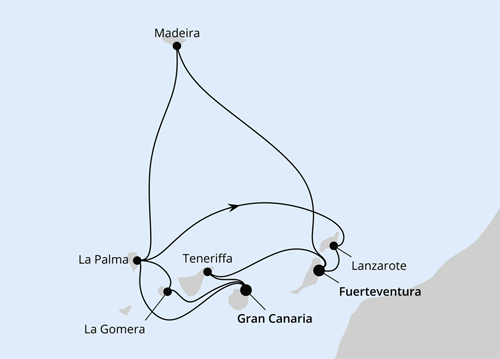 AIDAluna am 01.02.2026 & 01.03.2026, Gro&szlig;e Kanaren-Rundreise & Madeira ab Gran Canaria bis Fuerteventura