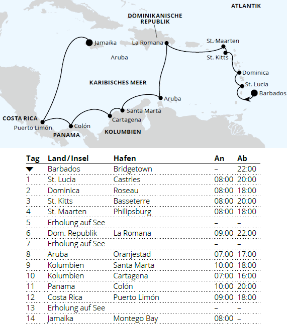 Aidaluna Karibik und Mittelamerika ab Barbados am 09.01.2028