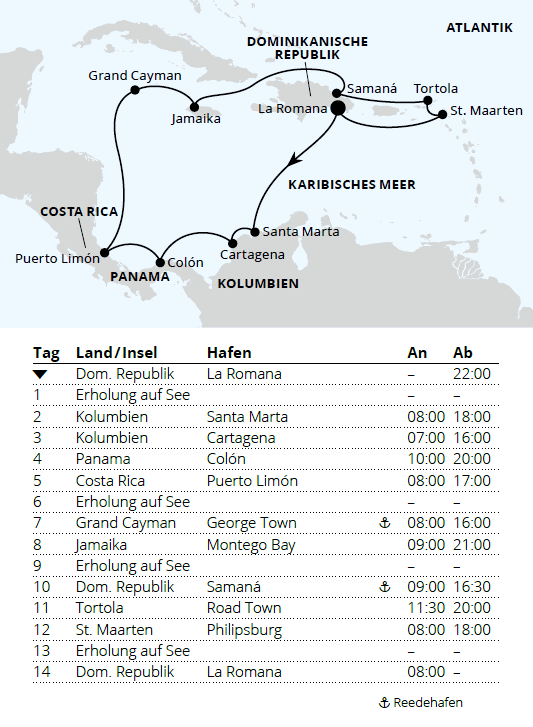 Karibik & Mittelamerika ab Dom. Republik 1, AIDAluna vom 18.12.2027 bis 02.01.2028