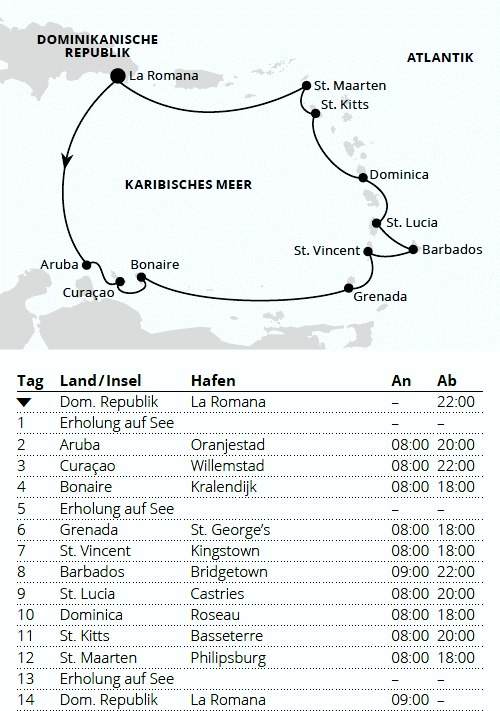 Karibik & Mittelamerika ab Dominikanische Republik 1, AIDAluna vom 04.12.2027 bis 18.12.2027