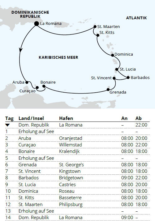 Karibische Inseln ab Dominikanische Republik 1, AIDAluna vom 20.11.2027 bis 04.12.2027