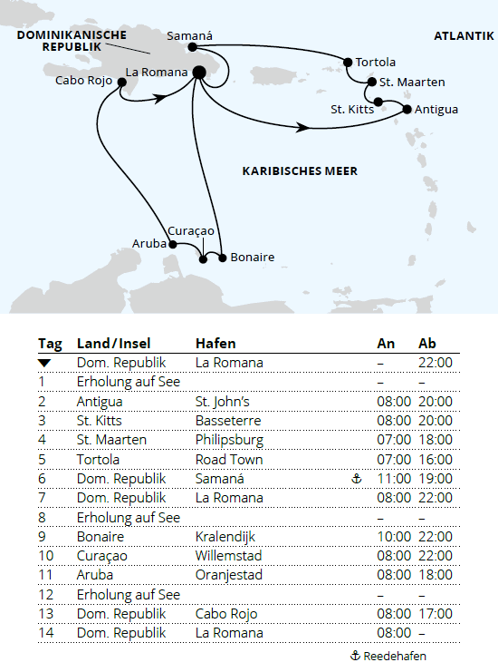 Karibische Inseln ab Dominikanische Republik 2, AIDAluna vom 11.03.2028 bis 25.03.2028