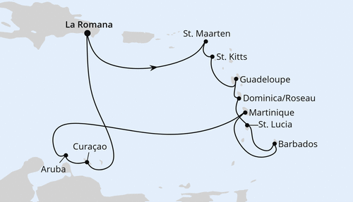 Karibische Inseln ab Dominikanische Republik, AIDAluna vom 15.02.2025 bis 01.03.2025, AIDA