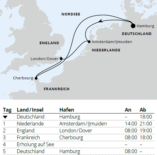 AIDAluna am vom 11.04.2027 bis 16.04.2027, Kurzreise Metropolen ab Hamburg