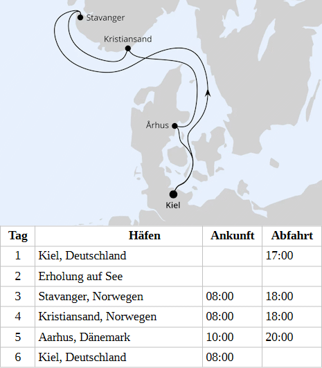 Kurzreise nach Skandinavien ab Kiel, AIDAluna vom 24.09.2028 bis 29.09.2028