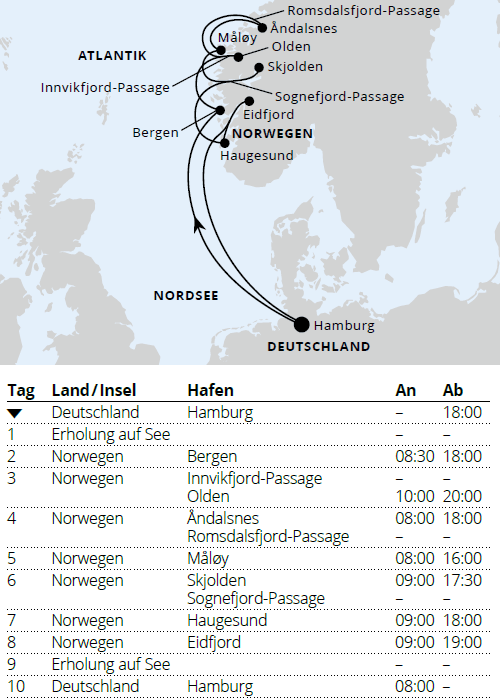 AIDAluna am vom 26.04.2027 bis 06.05.2027, Norwegische Fjordlandschaft ab Hamburg 1