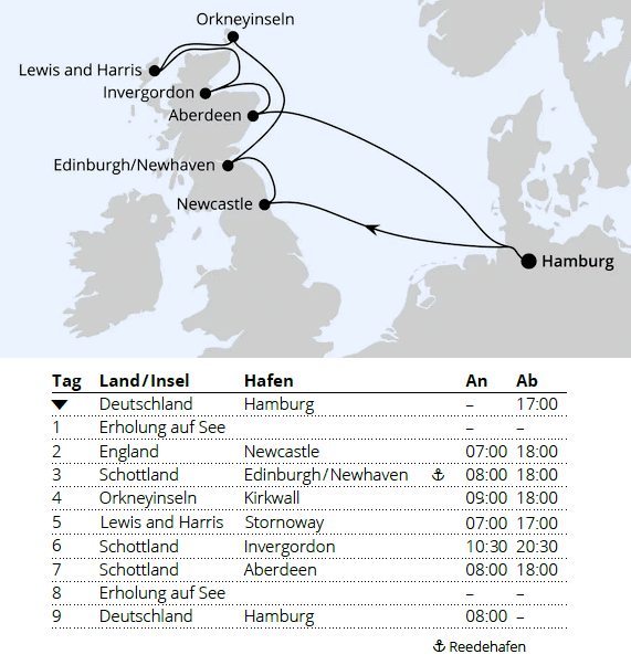 AIDAluna vom 07.06.2027 bis 16.06.2027, Schottische Highlights ab Hamburg 2