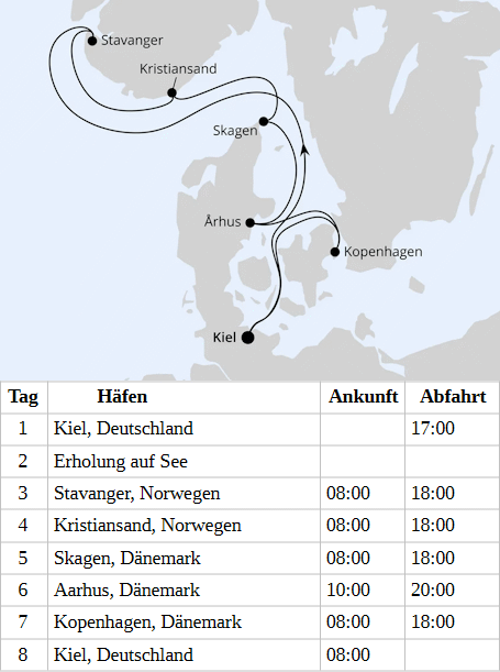Skandinavische Highlights ab Kiel 1, AIDAluna vom 29.10.2028 bis 05.11.2028